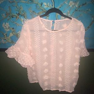 ruffle sleeve sheer blouse